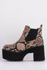 Brown Snake Chunky Platform Ankle Boots