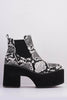 Black Snake Chunky Platform Ankle Boots