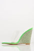 Green Patent Dagger Perspex Diamante Wedges