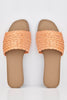 Orange Straw Woven Sliders