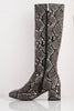 Black Snake Pu Knee High Boots