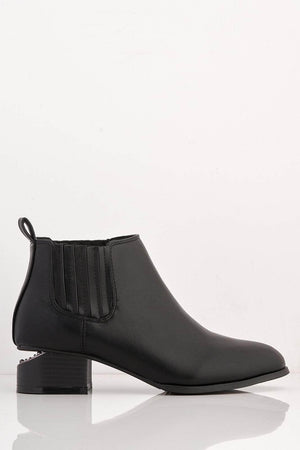 Black Pu Ankle Boots with Cut Out Heel