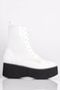 White Pu Chunky Platform Lace Up Boots