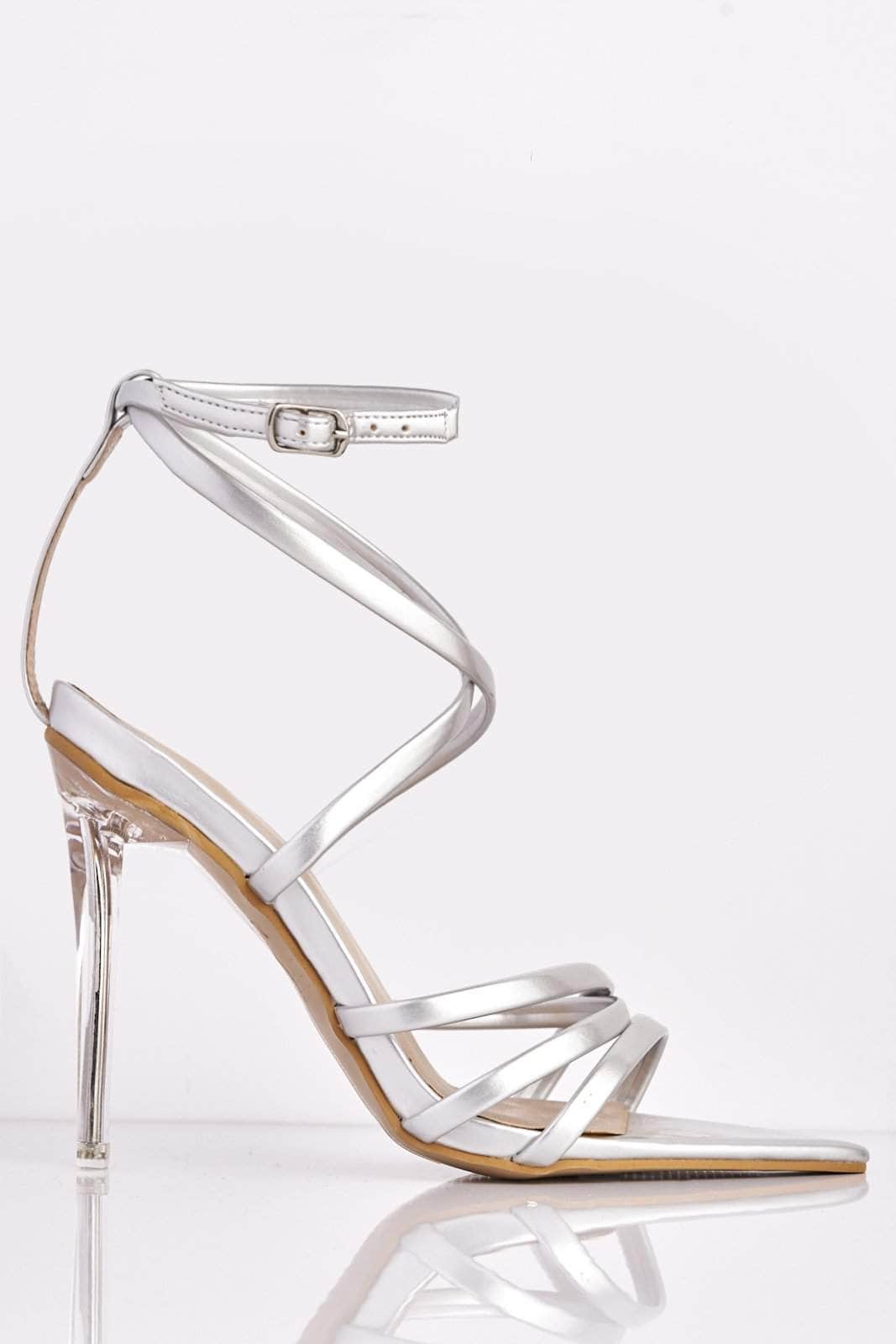 silver perspex heels