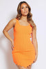 Neon Orange Chunky Knit Sleeveless Dip Midi Dress