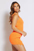 Neon Orange Chunky Knit Sleeveless Dip Midi Dress