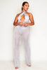 Tall Silver Knitted Sheer Wide Leg Jumpsuit