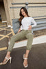 Khaki High Waist Distressed Rigid Mom Jeans