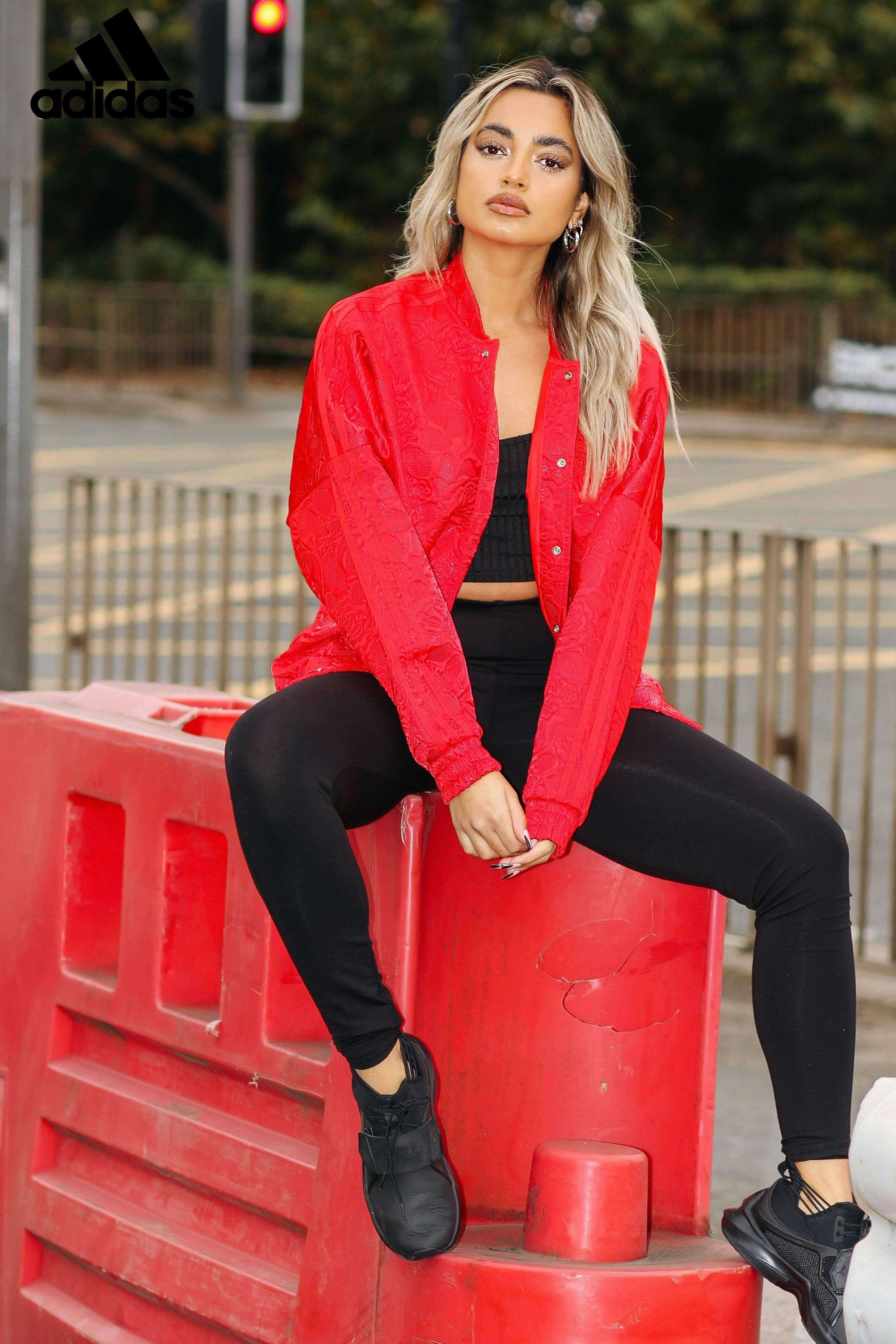 red floral adidas