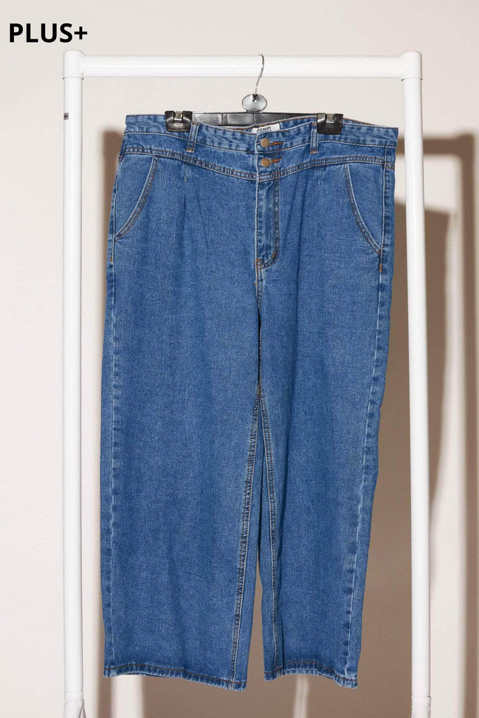 Plus+ Wide Leg Mid Wash Crop Jeans