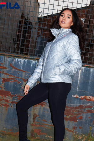 Fila Silver Metallic Puffer Jacket