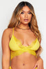 Yellow Ribbed Bra with Lace Detailing