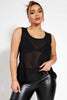 Black Semi Sheer Oversize Vest Top