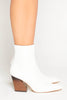 White Pu Pointed Western Boot with Wooden Heel