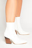 White Pu Pointed Western Boot with Wooden Heel
