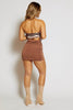 Brown Recycled Ruched Jersey Mini Skirt