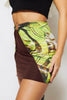 Brown & Green Slinky Mini Skirt with Ring Detail