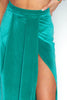 Emerald Green Velour Maxi Split Skirt