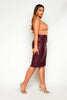 Burgundy Faux Leather Midi Pencil Skirt