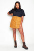 Plus+ Camel Cord Buttoned Mini Skirt