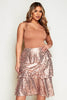 Gold Disc Sequin Layered Midi Skirt