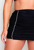 Black Ruched Mesh Embellished Mini Skirt