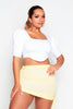 Yellow Ribbed Double Side Ruched Mini Skirt