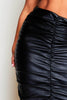 Black Pu Ruched Midi Skirt