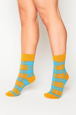 Yellow & Blue Checked Socks