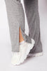 Grey Ribbed Kick Flare Trousers