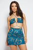 Teal Swirl Printed Mini Skirt and Crop Bralet Co-ord