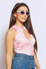 Pink Tie Dye Sleeveless Key Hole Bodysuit