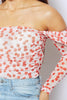 Cherry Printed Bardot Ruched Bodysuit