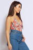 Red Multi Marble Printed Mesh Halter Bodysuit