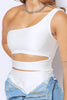 White Slinky Cut Out One Shoulder Bodysuit