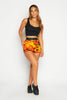 Orange Camo Printed Seat Belted Shorts