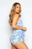 Light Blue Floral Printed Halter Neck Playsuit