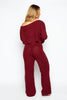 Maroon Knit Crop Jumper & Wide Trouser Co-ord