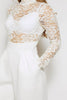 White Lace High Neck Wide Leg Jumpsuit