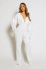 Plus+ White Plunge Long Sleeve Jumpsuit