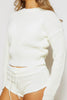 Cream Knitted Jumper with Shorts Co-ord