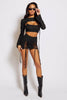 Black Ribbed 3 Piece Skirt & Top Co-ord