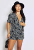 Black Floral Printed Woven V Neck Playsuit