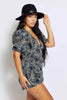 Black Floral Printed Woven V Neck Playsuit