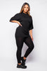 Black Ribbed Stretch Leggings