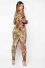 Rose Printed Velour Extreme Plunge Jumpsuit