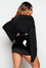Plus+ Black Slinky Flare Sleeve Wrap Bodysuit
