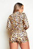 Leopard Printed Slinky Shoulder Pad Playsuit