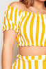 Orange Stripe Bardot Top & Shorts Co-ord