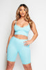 Mint Ribbed V Neck Cami & Cycling Shorts Co-ord